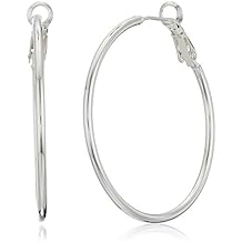 Silver Plated 40MMx2MM Tube Polished Hoop Earrings with Click Top