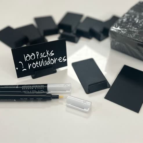 100 Price Cards + 100 Price Holders + 2 Chalks, Mini Chalks for Prices, Price Signs, Small Price Boards, Decorative Chalkboards, Price Holder