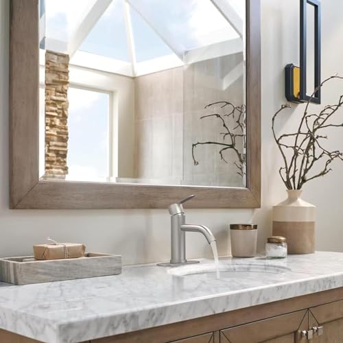 LKUWEE Llaves para Lavabo Baño, Mezcladora para Lavabo de Acero Inoxidable, Llave para Lavabo de Baño Agua Caliente y Fría Grifo con 2 Manguera