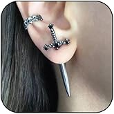 Gothic Sword Earrings Rhinestone Dagger Earrings Black Retro Sword Screw Earrings Cubic Zirconia Punk Sword Earrings Front Back Stud Earrings for Women