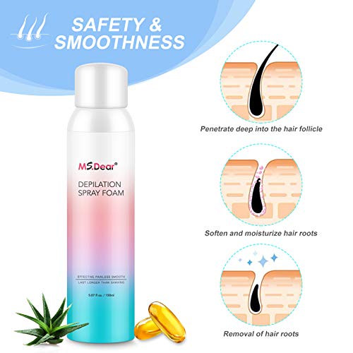 Hair Removal Spray Foam, MSDEAR Painless Hair Inhibitor for Women