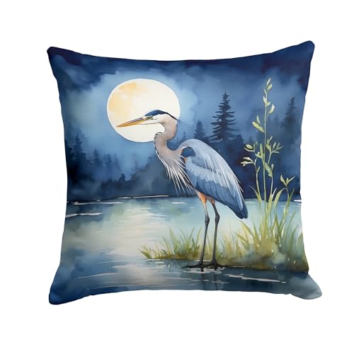 Caroline's Treasures Blue Heron Under the Moonlight Throw Pillow Machine Washab…