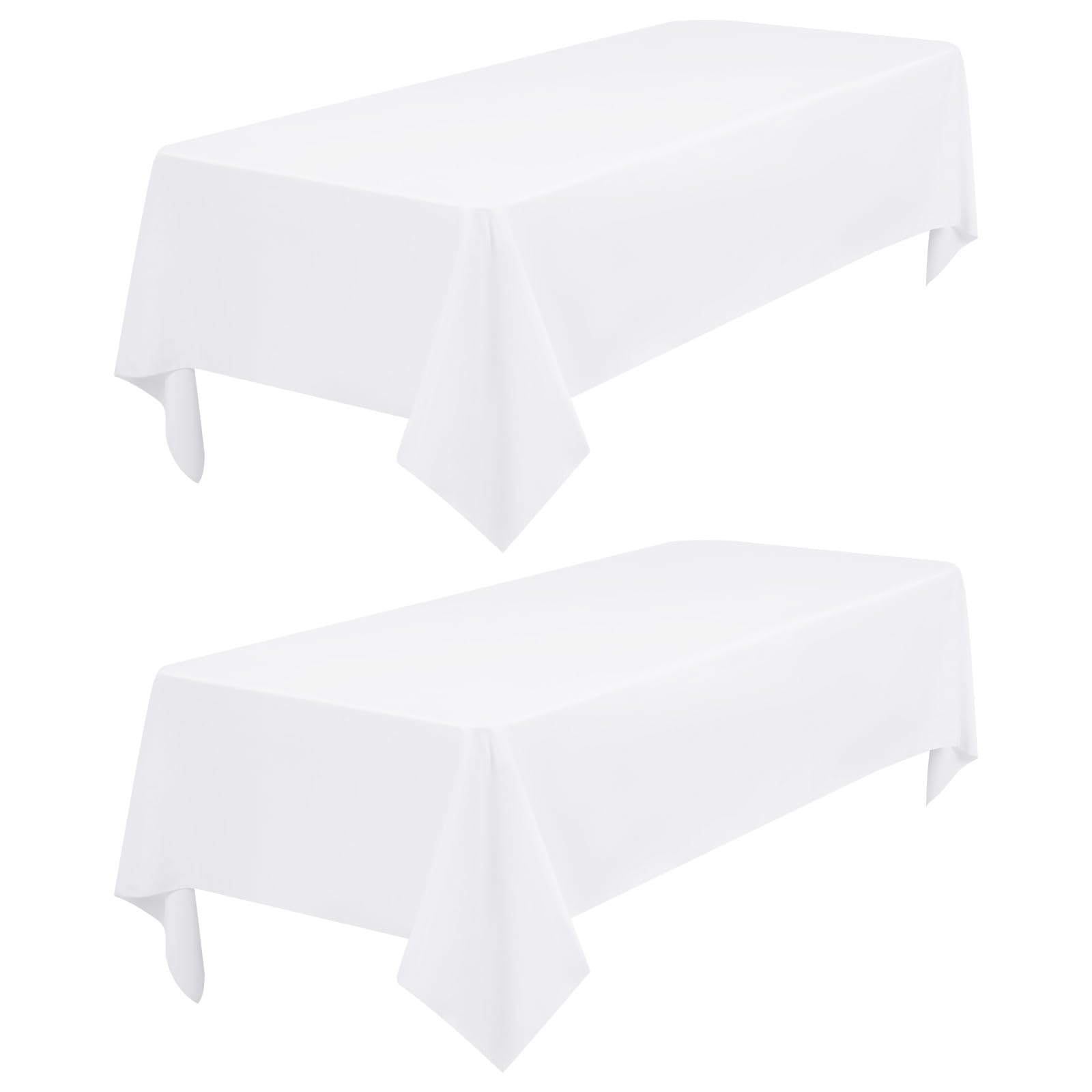 FXKS 2 Pack White Table Cloths Rectangle for 6 Foot Table,153 x 260 cm Tablecloth,Wrinkle Resistant Washable Fabric Tablecloth,Polyester Table Cover for Dining Table Buffet Party and Wedding