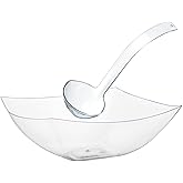 Exquisite Plastic Halloween Punch Bowl Set - 4 Pcs, Looks Like Glass, 2 x 1 Gallon Clear Plastic Punch Bowls With Ladle