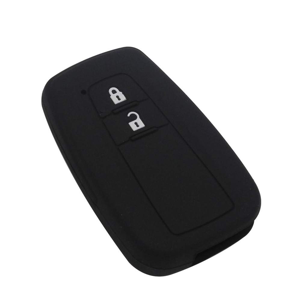 Happyit Silicone Car Key Case Cover for Toyota CHR C-HR Camry Prius Prado 2 Button Keyless Smart Key (Black)