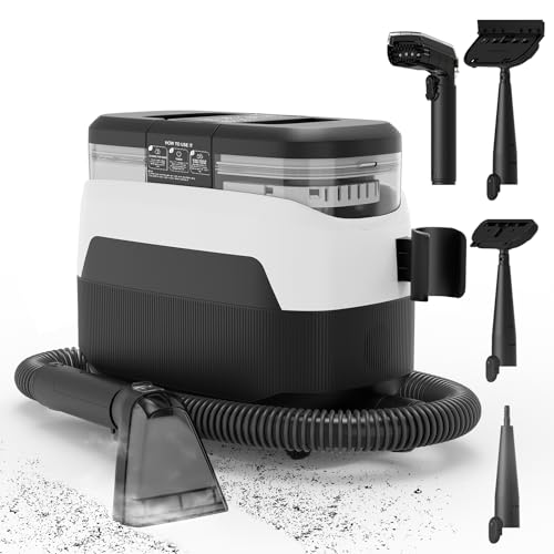 Steam Cleaner 1650 W Upholstery Cleaner Device Wet Vacuum Cleaner with Strong Suction Power, 1250 ml Water Tank, High Temperature Steam Carpet Cleaner for Carpet, Sofa, Curtains, Upholstery, Car Seat