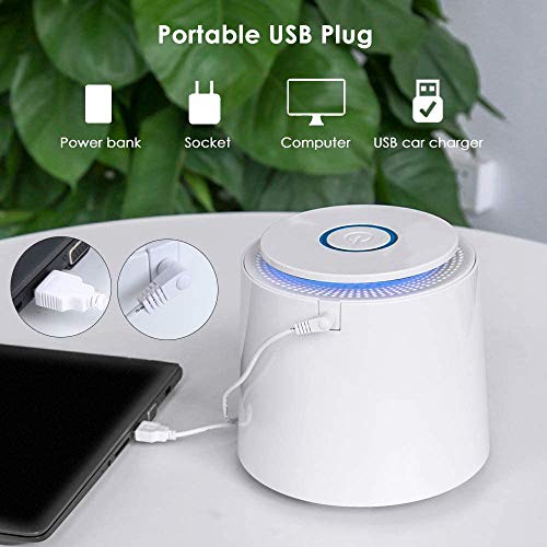 HAUEA Portable Air Purifier with H13 True HEPA Filter, Air Purifier for Home/Office, Desktop USB Air Cleaner with Night Light