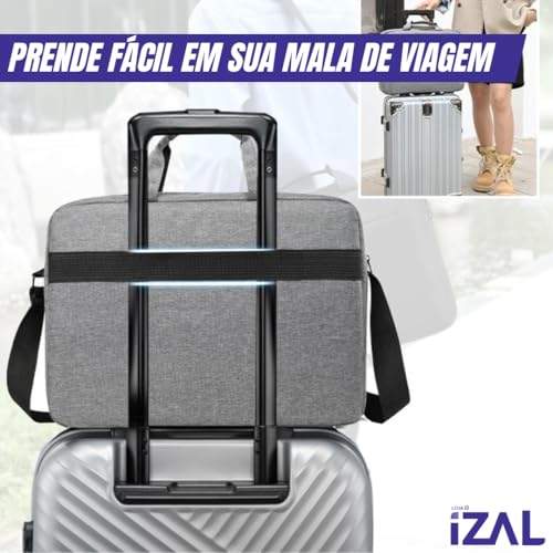 Bolsa Pasta para Notebook Maleta Executiva Impermeável Portátil | Alça Ombro e Mão Para Viagem, Trabalho, Faculdade Ideal Para o Dia a Dia Alça Transversal Unissex - Exclusividade Izal