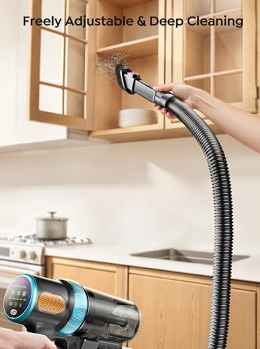Cordless Vacuum Cleaner, 650W 55KPA 70Mins Vacuum Cleaners for Home, Upgraded Stick Vacuum with 3.3Ft Extendable Hose, LED Touch Screen, Wall Charging Station, Auto Mode for Carpet Pet Hair Hard Floor