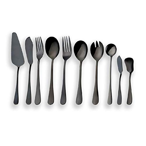 Berglander Stainless Steel Black Serving Flatware Set, Sliverware Set