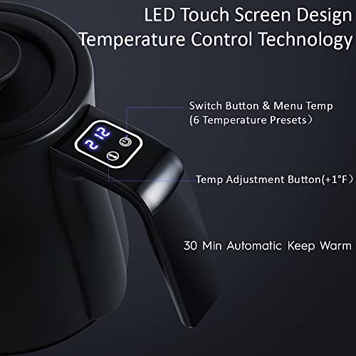 Leehoo Electric Gooseneck Kettle with Temperature Control,LED Touch