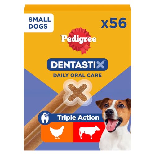 DentaStix Hundesnack für kleine Hunde (5-10kg), Zahnpflege-Snack mit Huhn und Rind, 1 Packung je 56 Stück (1 x 880 g)