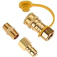 Aupoko 3/8 Inch Natural Gas Quick Connect Fittings, Brass Propane Gas Grill Quick Connector Adapter Fitting, LP Gas Propane Hose Quick Disconnect Kit, 3/8’’ Male Pipe Thread x 3/8’’ Female Pipe Threa