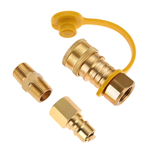 Aupoko 3/8 Inch Natural Gas Quick Connect Fittings, Brass Propane