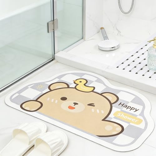 Cute Animal Bath Mat Grey Bear 17"x25