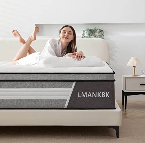 LMANKBK Full Mattress, 10 Inch Innerspring Hybrid Mattresses in a Box with Gel Memory Foam, Individually Wrapped Encased Coil Pocket Spring Mattress, Pressure Relief, Medium Firm Support, 54