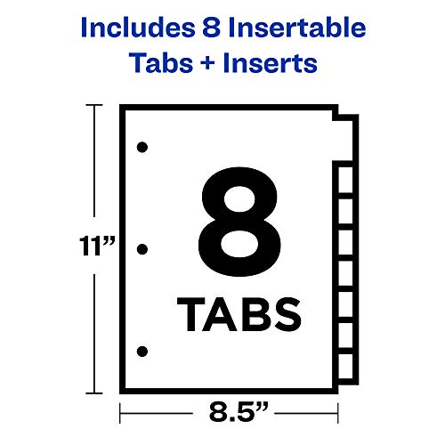 Avery Plastic 8Tab TwoTone Binder Dividers with Two Pockets, Insertable Bright Color Big Tabs