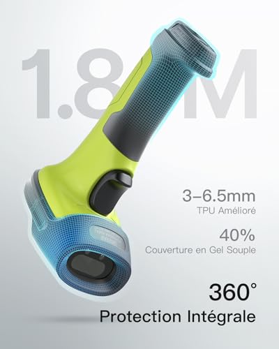 Inateck Wireless Barcode Reader, 1D Barcode Shower with 2.4GHz Wireless and USB Wired Scanner, 35m Radius, Automatic and Accurate Scan, 180 Days Standby Time, BCST-60