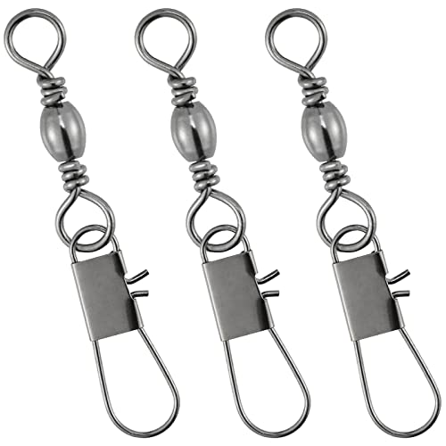 Dr.Fish 50 Pack Fishing Barrel Swivel with Snap Freshwater Snap Swivels