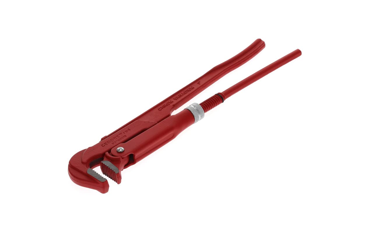GEDORE red 90° Angled pipe wrench, Clamping width 40 mm/1", Swedish, Solidly built, Offset teeth, R27100010