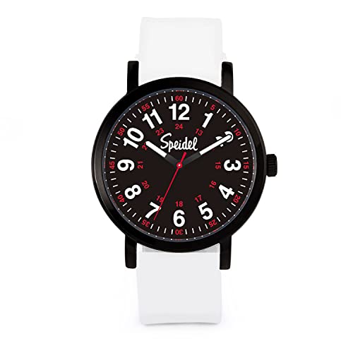 Speidel Original Scrub Watch™ for Nurse, Medical Professionals and Students – Various Medical Scrub Colors, Easy Read Dial, Military Time with Second Hand, White w/Black Dial, Original Scrub