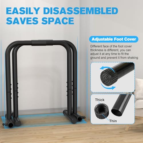 Adjustable Dip Bar Station, Heavy Duty Parallette & Parallel Bars, 400LBS Stable Dip Stands for Home Gym, Calisthenics & Upper Body Workout Equipment