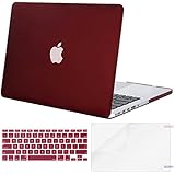MOSISO Case Only Compatible MacBook Pro (W/O USB-C) Retina 13 Inch (A1502/A1425)(W/O CD-ROM) Release 2015/2014/2013/end 2012 Plastic Hard Shell &amp; Keyboard Cover &amp; Screen Protector, Marsala Red