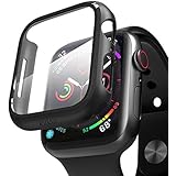 pzoz Compatible Apple Watch Series 4 Case with Screen Protector 44mm Accessories Slim Guard Thin Bumper Full Coverage Matte Hard Cover Defense Edge for Women Men New Gen GPS iWatch (Black)