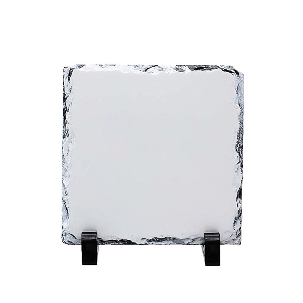 MR.R Sublimation Blanks Square Rock Slate Photo Plaque Picture Frame, Customized Photo Frame Novelty For Wedding,Birthday,Baby Birth,5.9 x 5.9 inch (15 x 15 cm)