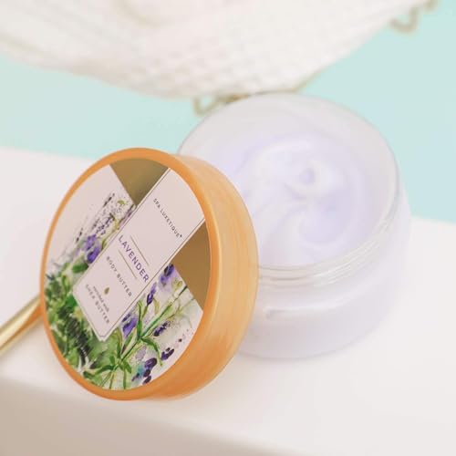 Spa Gifts for Women, Spa Luxetique Spa Gift Baskets with Daisy Scented, 8pc Home Bath and Body Gifts Set, Spa Bath Set Includes Body Lotion, Bubble Bath, Bath Salt, Essential Oil (Lavender)
