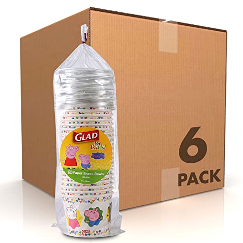 Glad for Kids 12 oz Peppa Pig Friends Paper Snack Bowls with Lids, 120