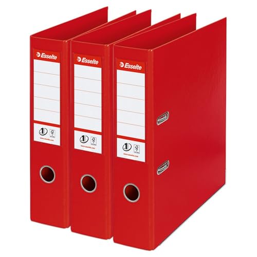 Esselte Aktenordner PVC Raumsparschlitze 70 mm Ruecken A4 10 Stueck rot