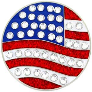Navika U.S. Flag Round Crystal Golf Ball Marker – ADD Some Bling to Your Game!
