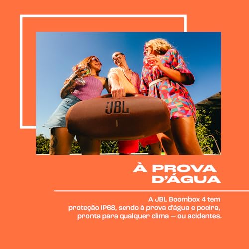JBL, Caixa de Som, Boombox 4, Bluetooth, Som JBL Pro, AI Sound Boost, Graves Personalizáveis, Bateria de até 34h, IP68, Áudio Lossless – Marrom