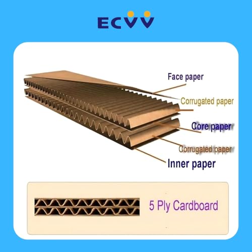 ECVV® [2 Pack] XXL-Large Double Wall 100% Recyclable Corrugated Cardboard Moving Boxes with 60 KG Capacity, [60 x 60 x 80 cm] Carton Boxes for Packaging, Shipping and Storage, 5 ply [Color : Brown]