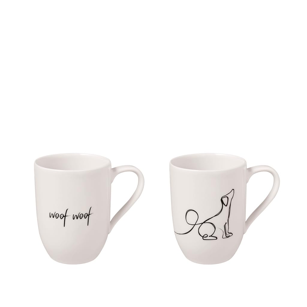 Villeroy & Boch – Statement Mug Set Dog 2 pcs, 280 ml, Premium Porcelain, White