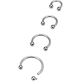 Lcolyoli 16g Septum Rings Internally Threaded Surgical Steel Septum Jewelry Lip Rings Hoop Labret Jewelry Smiley Piercing Jewelry Horseshoe Earrings Daith Piercing Jewelry for Women Men