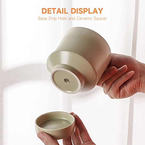 JOFAMY Ceramic Plant Pots, Scandinavian 2 pcs Mint Green Flower Pots with  Drainage Holes and Saucer, 5.5/4.5 Inch Ceramic Planter for Small Plants, Succulents  Cacti, Balcony Desk Dresser Decoration