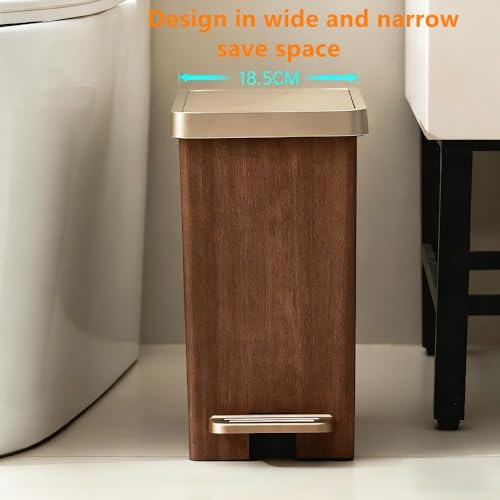 Wooden Grain Double Compartment Waste Bin, Large Capacity Trash Can for Living Room, Bedroom.