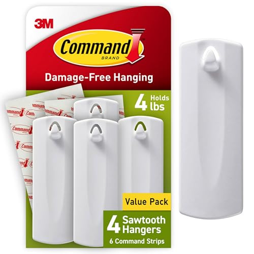 Command PH040-4NA Sawtooth Frame Hanger, 4 lb Capacity, Indoor Use, 4