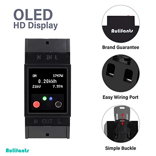 Aulifants Smart Energy Monitor Switch Breaker Wifi Tuya App, AC 60A