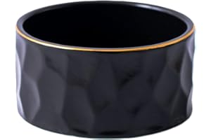 YOSCO Paper Clip Holder Ceramic Round Paper Clips Dispenser for Desk Cute,Gold Line Office Binder Clips Dispenser Organizer (Black-01)