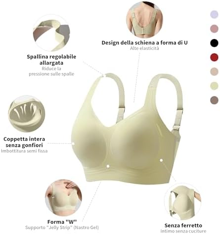 Reggiseno Senza Ferretto Donna-Scollo a V Senza Cuciture Seamless, Imbottitura Rimuovibile e Cinghie Regolabili, Comodo con Supporto Quotidiano
