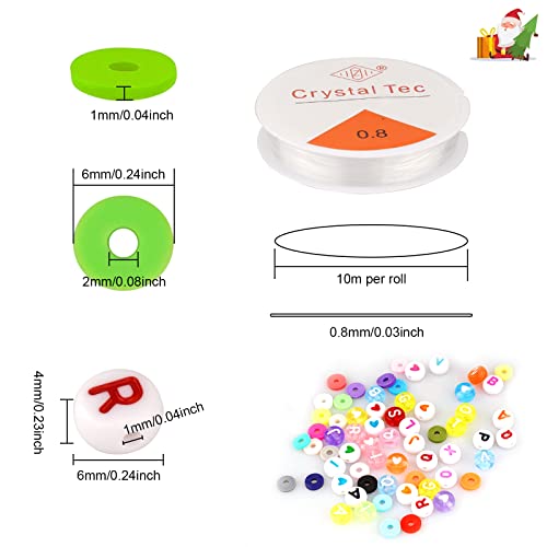 DRCUROTS 6000pcs Clay Beads for Bracelets Making 24 Colors 6mm Polymer Clay Beads with Letter Beads Pendant Charms Kit Heishi Beads for Jewelry Making Women Girls Birthday Christmas Gifts