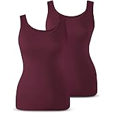 Rupa Jon Women's Camisole Tank Top Soft Cotton Blend Stretch Cami |Pack of 2| Lightweight Tank Sleepwear Loungewear