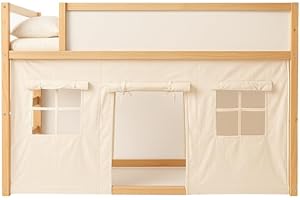 COSMOS & POPPY Wonder Nook Bunk Bed Curtains, Adjustable 2 Panels, Bottom Bunk Bed Privacy Set, Cotton Play Tent Curtain with Velcro & Tie Attachments – Multipurpose Kids Fort Play Space for Loft Beds, Tables