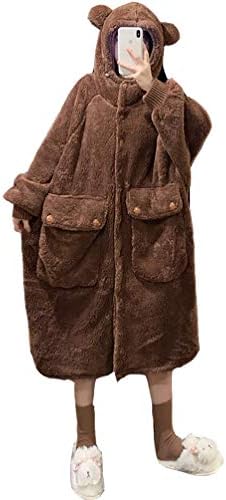YEMOCILE Women’s Long Sleeve Pajamas with Ears Fluffy Loungewear Sleepwear Large Size Autumn Winter