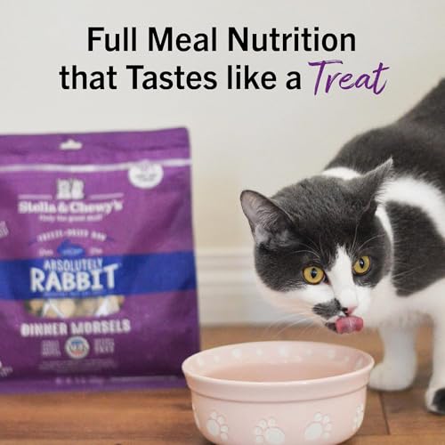 STELLA & CHEWY’S FREEZE-DRIED RAW CAT DINNER MORSELS – PREMIUM RABBIT RECIPE WITH 98% RESPONSIBLY-SOURCED MEAT & ORGANS – NATURAL GRAIN-FREE CAT & KITTEN FOOD – MADE IN USA – 8 OZ