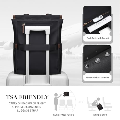 GOLF SUPAGS Convertible Laptop Bag, Laptop Backpack for Women, 15.6 Inch Laptop Casual Travel Bag for School, Travel, Work (Black)