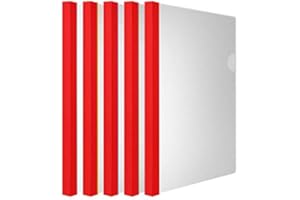 AKAHA Clear Report Covers with Solid Color 14mm Sliding Bar (18C, 100-sheet Capacity), Transparent Resume Presentation File Folders Organizer Binder, for Letter/A4 Size Paper, 20 Pcs, Solid Red